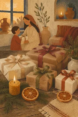 Peaceful Christmas Gifts with Evergreen Sprigs
