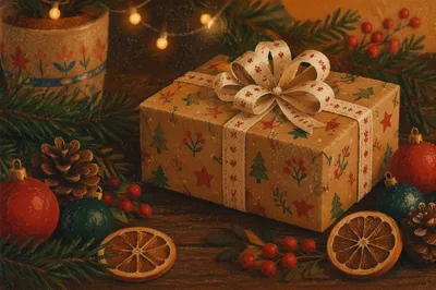 Kraft Christmas Gift with Festive Table Decor
