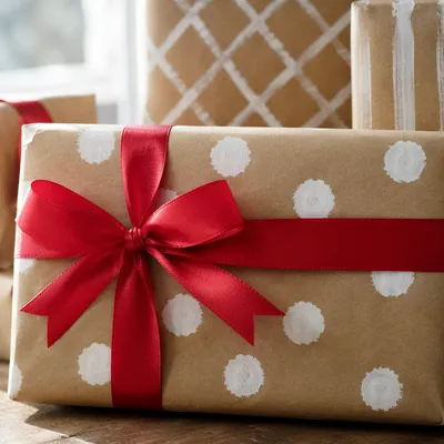 Handmade Kraft Christmas Gifts With Red Bow