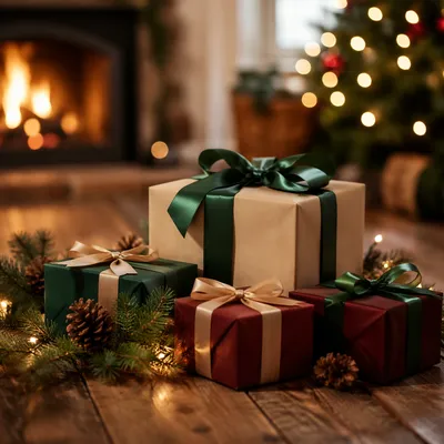 Cozy Christmas Gift Boxes with Satin Ribbons