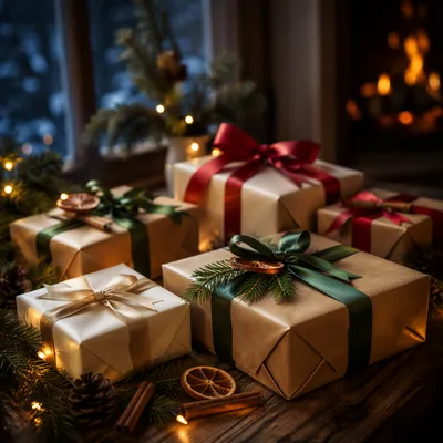 Christmas Gift Boxes with Ribbon Bows