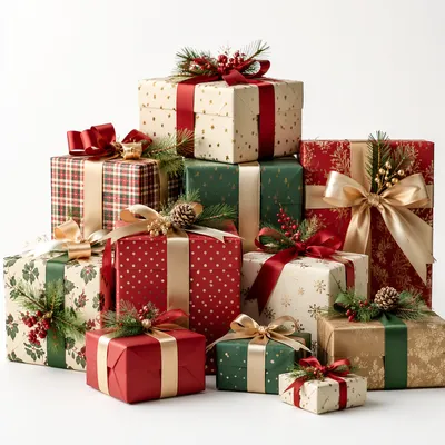 Festive Christmas Gifts with Ribbons