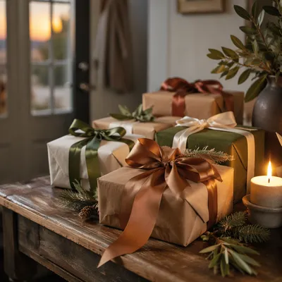 Rustic Christmas Gift Boxes by Candlelight