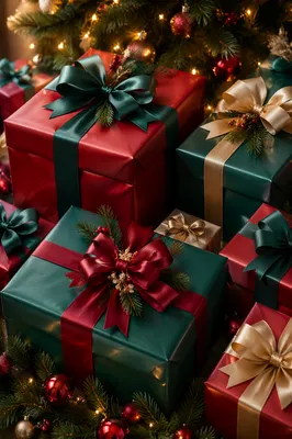 Elegant Christmas Gift Boxes with Satin Bows