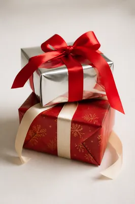 Elegant Christmas Gift Boxes with Red Ribbon