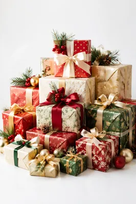 Christmas Gift Boxes With Festive Ribbons