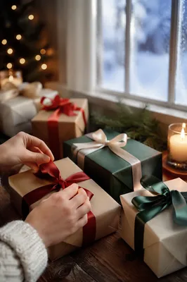 Christmas Gift Boxes by Frosted Window