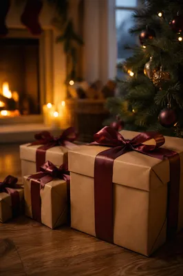 Cozy Christmas Gifts by Fireplace