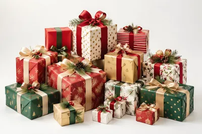 Christmas Gift Boxes with Festive Ribbons
