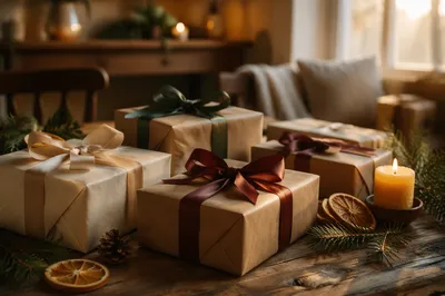 Peaceful Christmas Gifts with Ribbon Bows