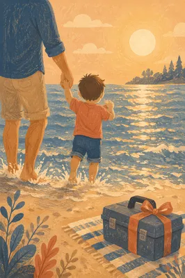 Fathers Day Beach Walk with Toolbox Gift