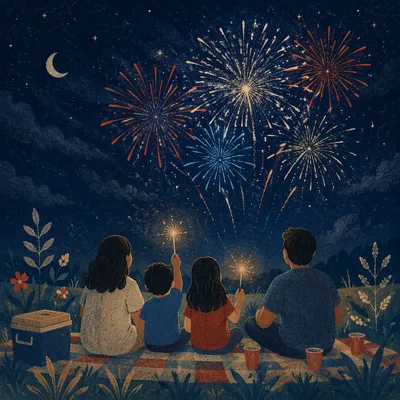 Peaceful Fourth of July Fireworks Gathering