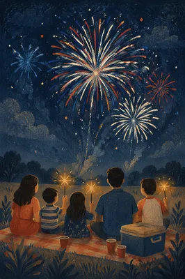 Peaceful Fourth of July Fireworks Gathering