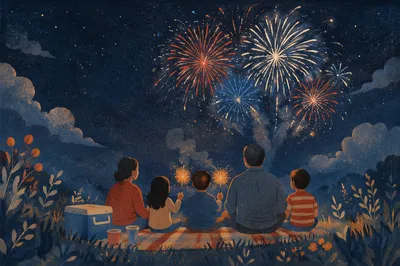 Peaceful Fourth of July Fireworks Gathering