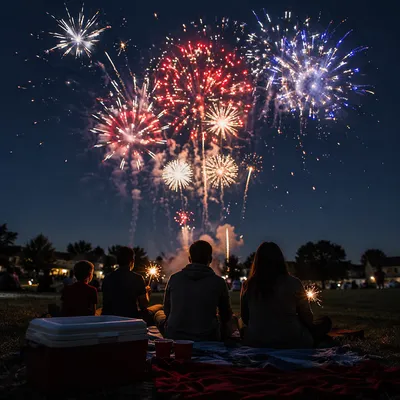 Fourth of July Fireworks in Park