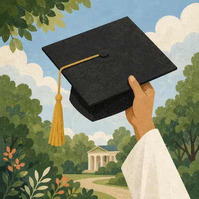 Graduation Cap Raised in Sunny Celebration