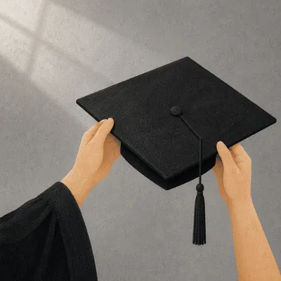 Graduation Cap Lifted in Quiet Celebration