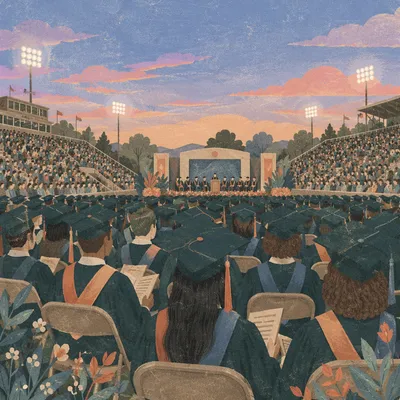 Hopeful Outdoor Graduation Ceremony at Dusk