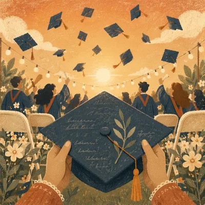 Golden Hour Graduation Cap Celebration