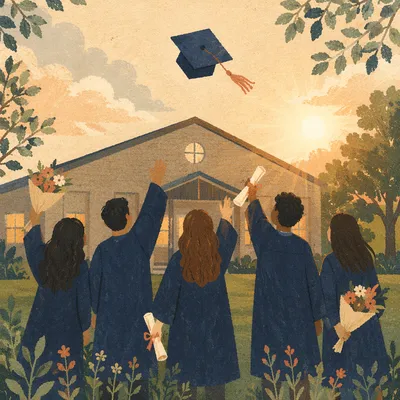 Golden Hour Graduation Cap Celebration