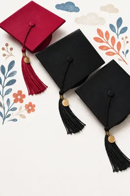Graduation Caps Flat Lay Celebration Background