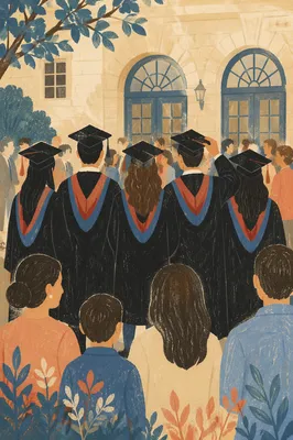 Thankful Graduation Ceremony Outside Campus Hall