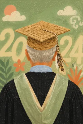 Handwoven Graduation Cap Ceremony Portrait