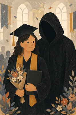 Bittersweet Graduation Ceremony with Shadowed Companion