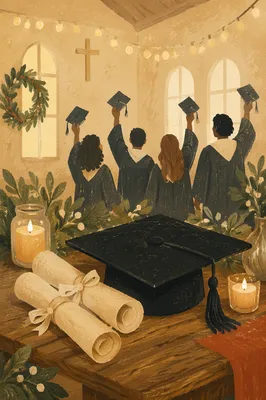 Church Hall Graduation Cap Celebration