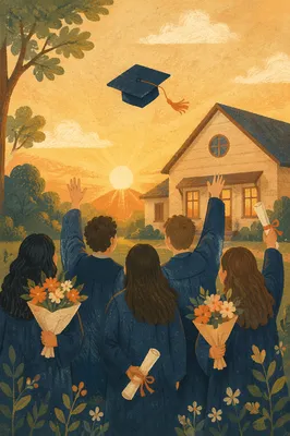 Golden Hour Graduation Cap Celebration