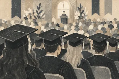 Graduation Caps in Auditorium Celebration