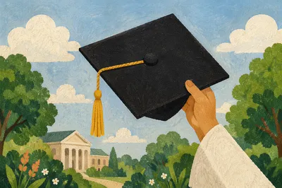 Graduation Cap Raised in Outdoor Celebration