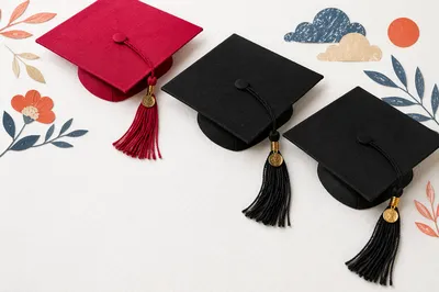 Graduation Caps Flat Lay Celebration Background