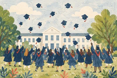 Outdoor Graduation Cap Toss Celebration