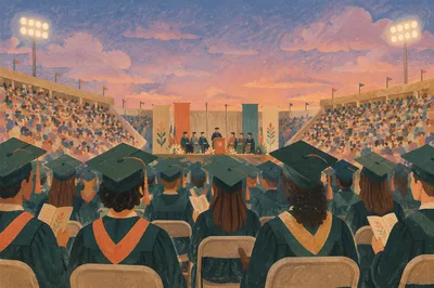 Hopeful Outdoor Graduation Ceremony at Dusk