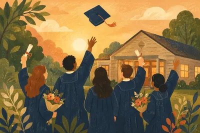 Golden Hour Graduation Cap Celebration