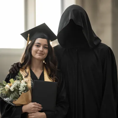 Bittersweet Graduation Ceremony with Shadowed Companion