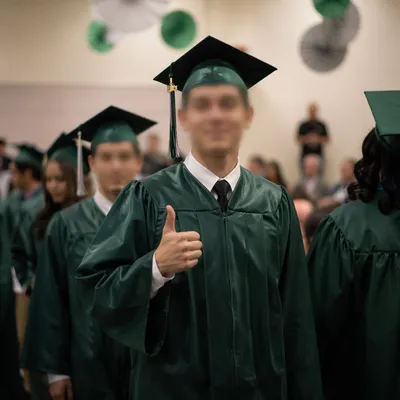 Emerald Graduation Ceremony Celebration in Auditorium