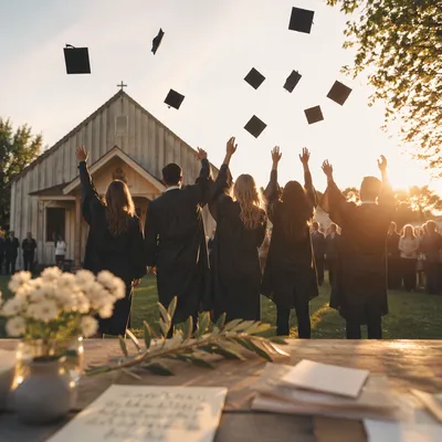 Spring Graduation Cap Toss at Chapel