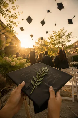 Golden Hour Graduation Caps Celebration