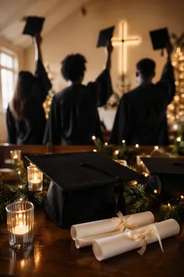 Church Graduation Caps with Holiday Celebration