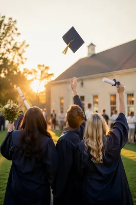 Golden Hour Graduation Cap Celebration