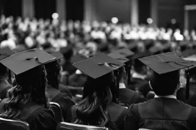 Graduation Caps in Auditorium Ceremony