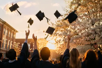 Golden Hour Graduation Cap Celebration