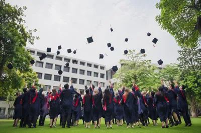 Outdoor Graduation Cap Toss Celebration