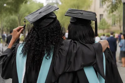 Outdoor Graduation Ceremony with Grateful Graduates