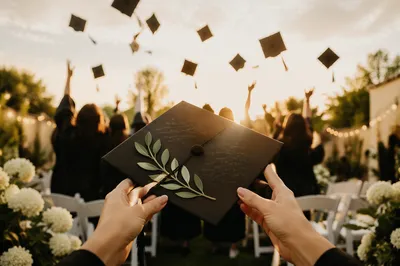 Golden Hour Graduation Cap Celebration