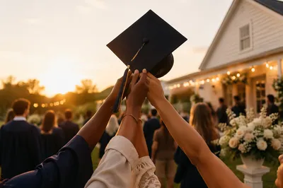 Golden Hour Graduation Cap Celebration