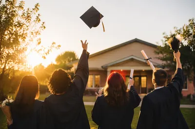 Golden Hour Graduation Cap Celebration