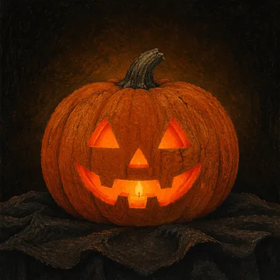Glowing Carved Jack O Lantern Portrait